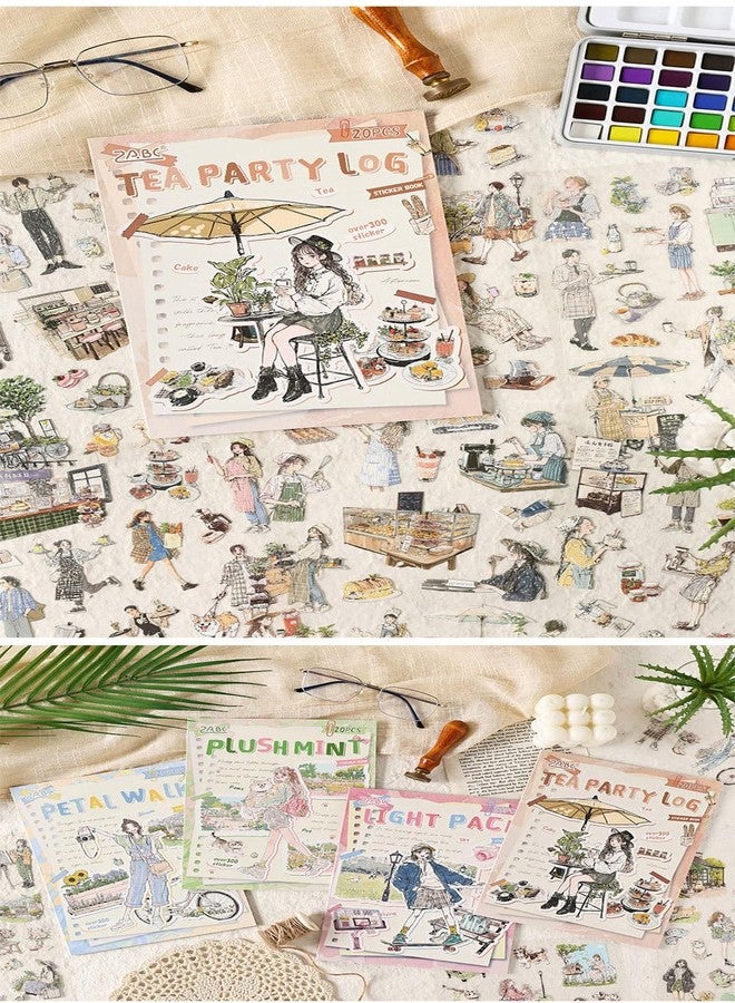 SAMVARDHAN Aesthetic Girl Life Decorative Stickers Set (80 Sheets,1200+ Stickes) | Cute Daily Life, Tea Party & Floral Journal Stickers | Scrapbook, Planner & DIY Craft Stickers | Pack of 4 - Image 4